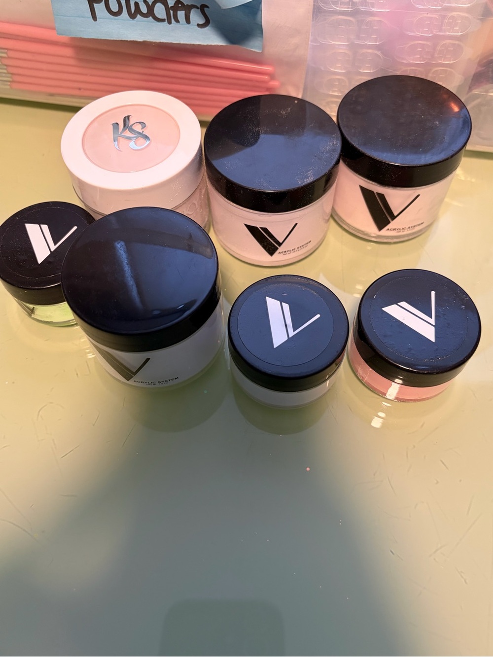 Vibrant Acrylic Nail Powder Jars - Pink & White